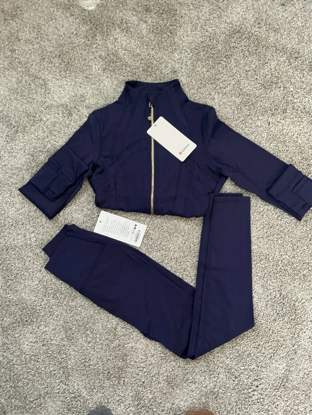 lululemon athletica Women's Deep Navy Legging Set with Gold Zipper